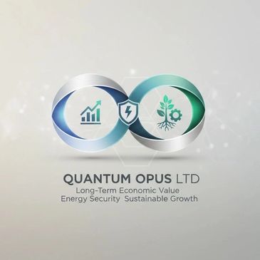 Logo of Quantum Opus Energy Renewable Ltd with economic growth and sustainability icons.